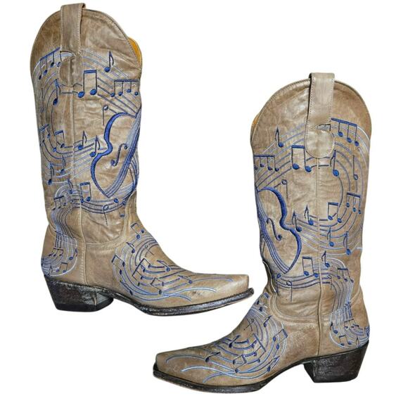 Old Gringo Violina Embroidered Musical Note Western Cowboy Boots - Picture 1 of 7